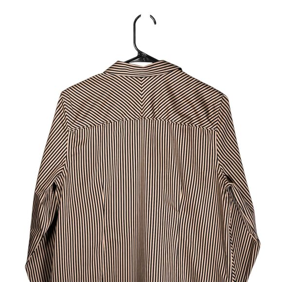 Chico's Women's Shirt Button Up Beige Black Striped Long Sleeve Blouse Top 1 M/8 - Picture 6 of 8